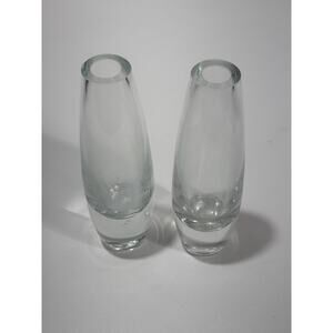 2 Lot WILLIAMS SONOMA Grande Cuisine CRYSTAL Bud VASE Heavy Poland Glass 6” VTG